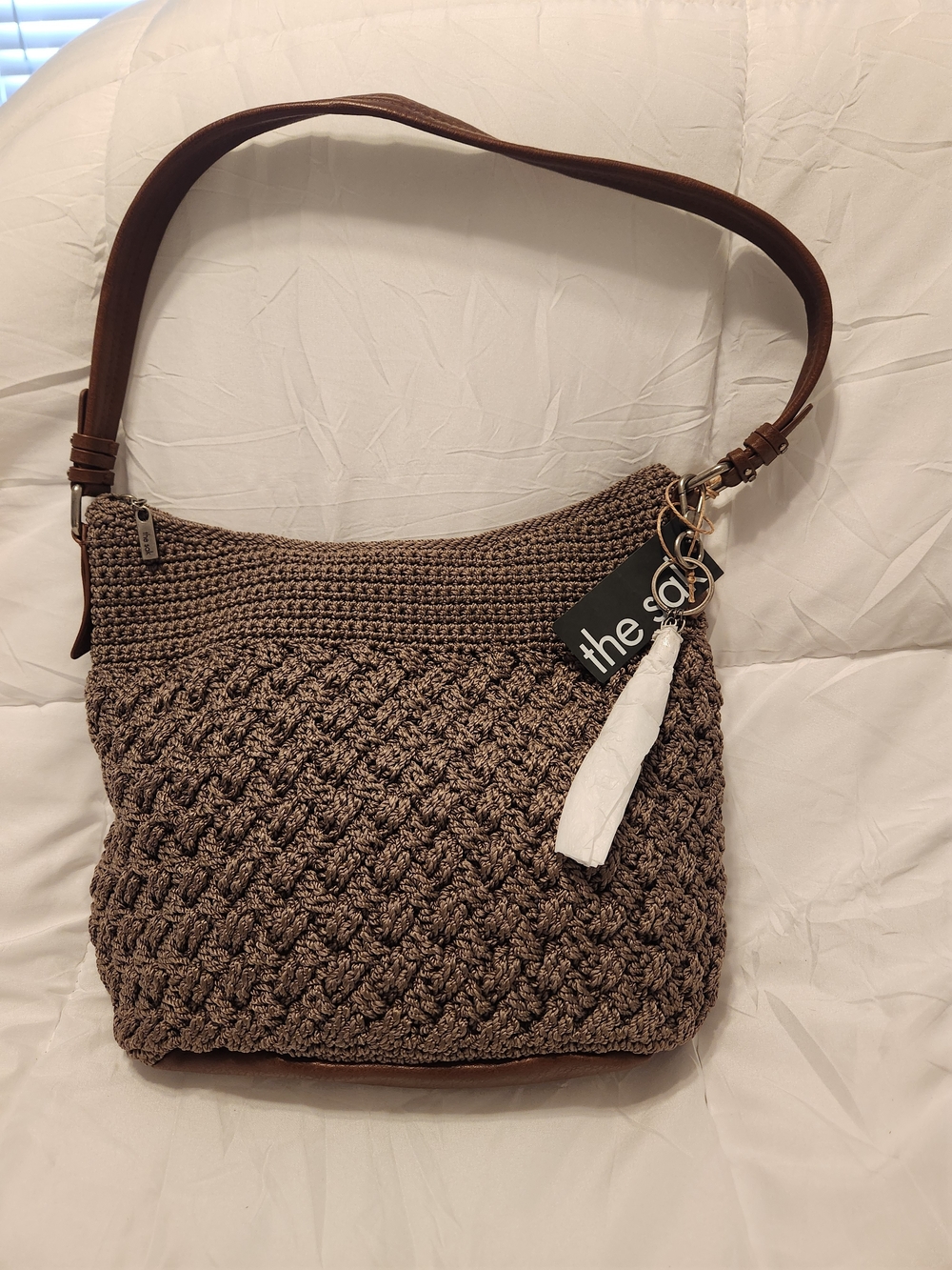 the sak Brown Crochet Shoulder Bag